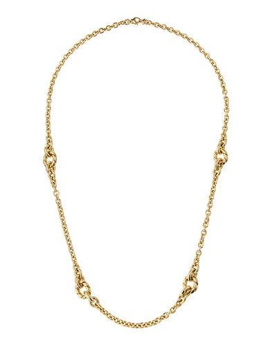 18k Yellow Gold Long Chain Necklace,