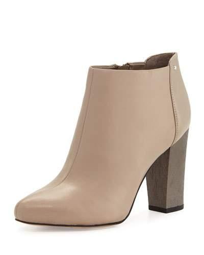 Bond Metal-heel Leather Bootie, Putty