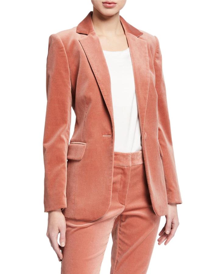 Classic One-button Velvet Blazer