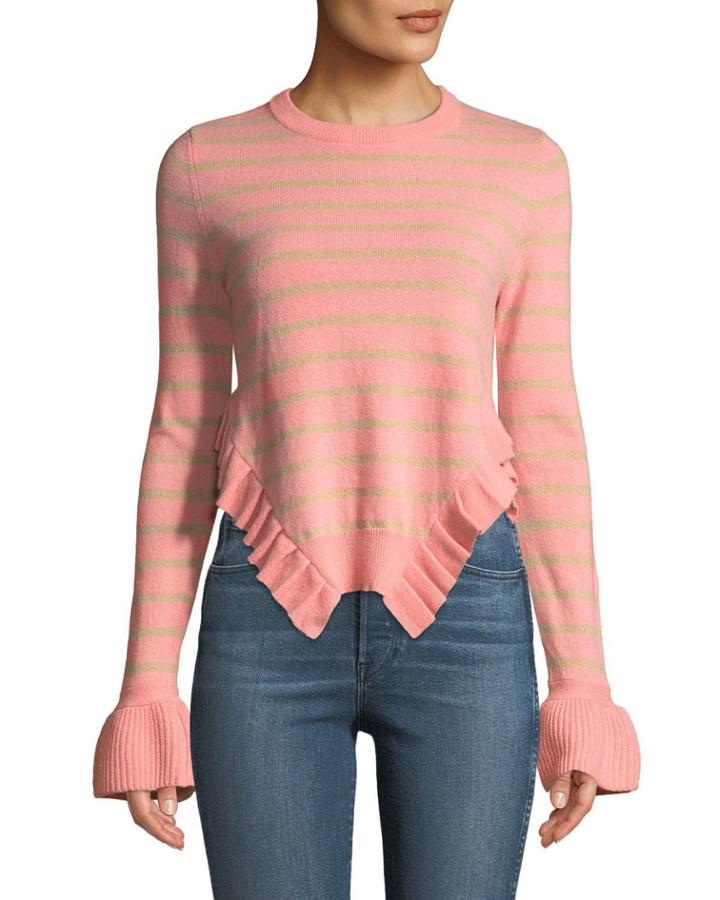 Kabylie Striped Wool Asymmetric-ruffled
