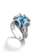 Classic Chain Medium Braided Ring W/ London Blue Topaz,