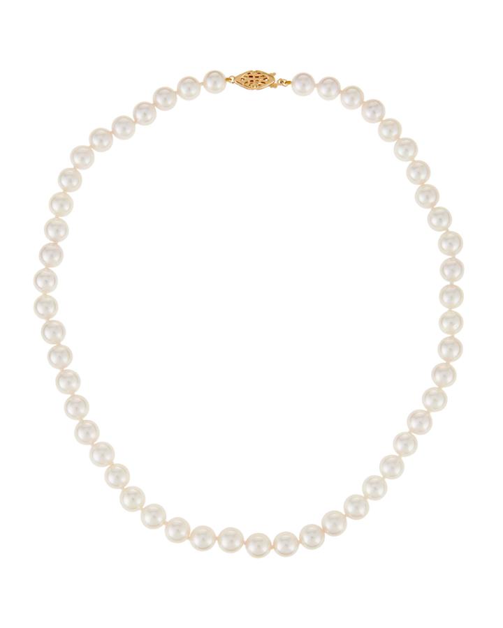 14k Akoya Pearl Beaded Necklace,