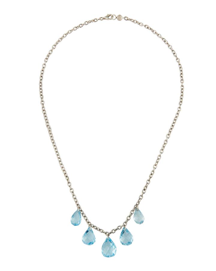 One-of-a-kind Large Briolette Necklace, Blue Topaz