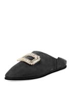 Viv Strass Buckle Suede Fold-down