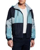 Men's Colorblocked Track Jacket W/ Packaway Hood