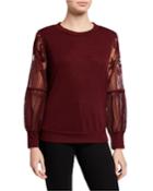 Crewneck Lace-sleeve