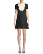 Short-sleeve Crepe Couture Dress With