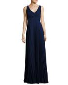 V-neck Pleated-chiffon Gown