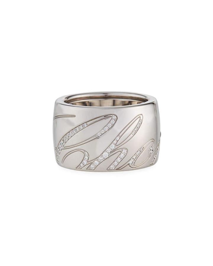 Chopardissimo 18k White Gold Diamond Revolving Ring,