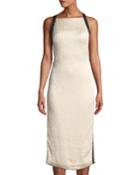 Satin Cloque Sleeveless Cocktail Dress