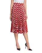 Love Heart Print Pleated Twill