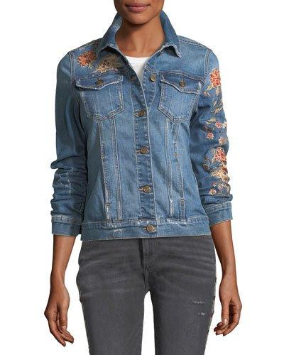 Geena Floral-embroidered Jean Jacket