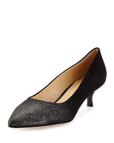 Binny Glitter Suede Pump, Black