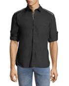 Men's Embroidered-chest Button-front