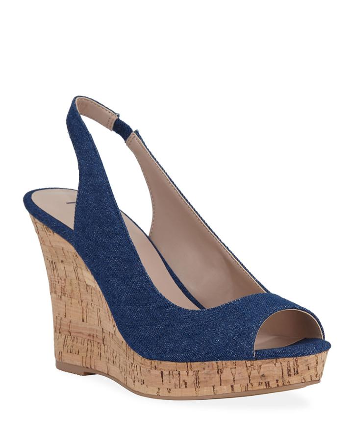 Locke Denim Slingback Wedge