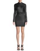 Domino High-neck Belted Leather