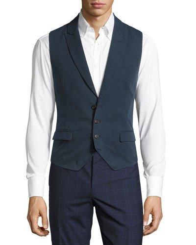 Cotton Waistcoat Vest, Dark Blue/cocoa