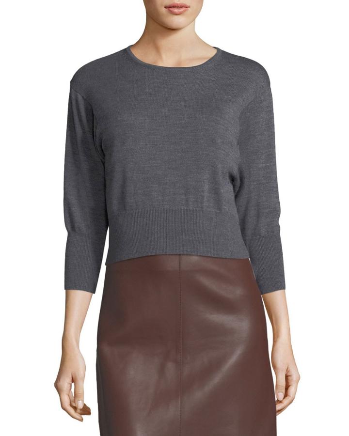 Crewneck Cropped Knit Pullover