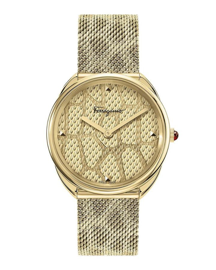 34mm Mesh Chain Watch, Gold