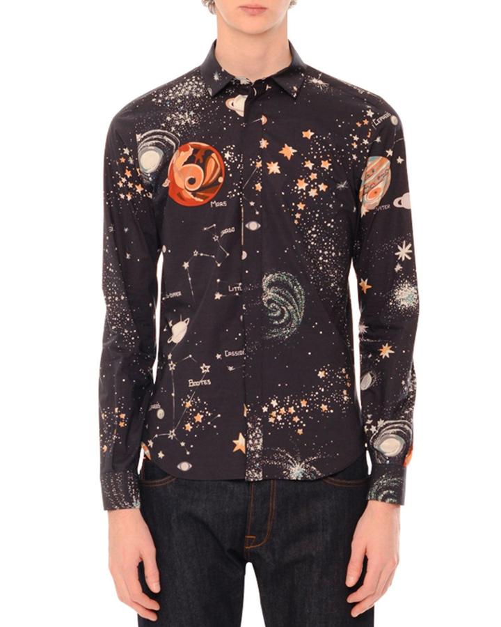 Cosmos-print Button-down Woven