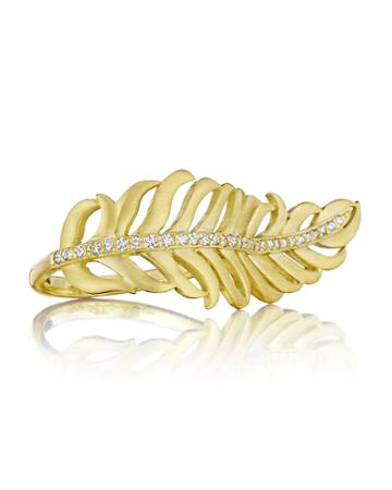 Penny Preville 18k Yellow Gold Diamond Feather Ring, Women's