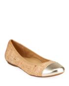 Sedy Quilted Cork Metallic-toe Ballerina Flat