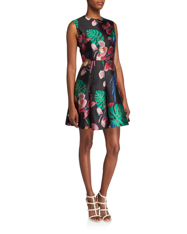 Tropical Dream Brocade Sleeveless Dress