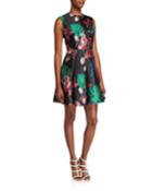 Tropical Dream Brocade Sleeveless Dress