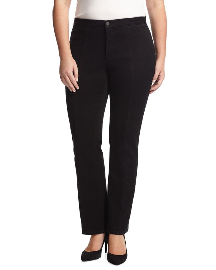 Nydj Plus Lucinda Straight-leg Jeans, Black, Women's,
