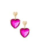 Heart-drop Earrings, Pink