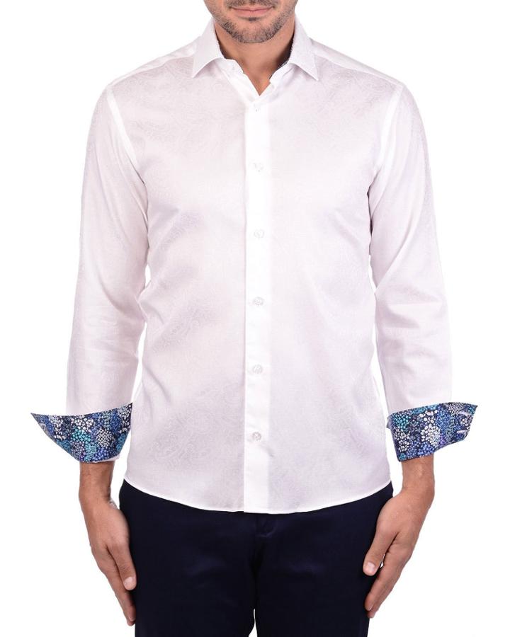 Men's White Paisley Jacquard