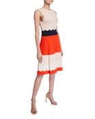 Scalloped Colorblock Knit Fit-&-flare Dress