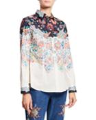 Floral-print Engineered Cotton Button-front