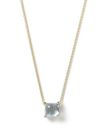 Rock Candy 18k Mini Single Square Sliding Blue Topaz Pendant Necklace