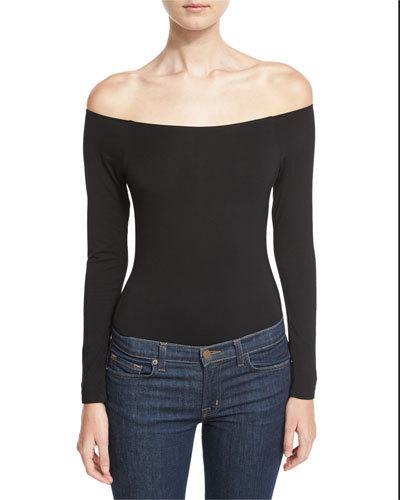 Off-the-shoulder Long-sleeve Bodysuit