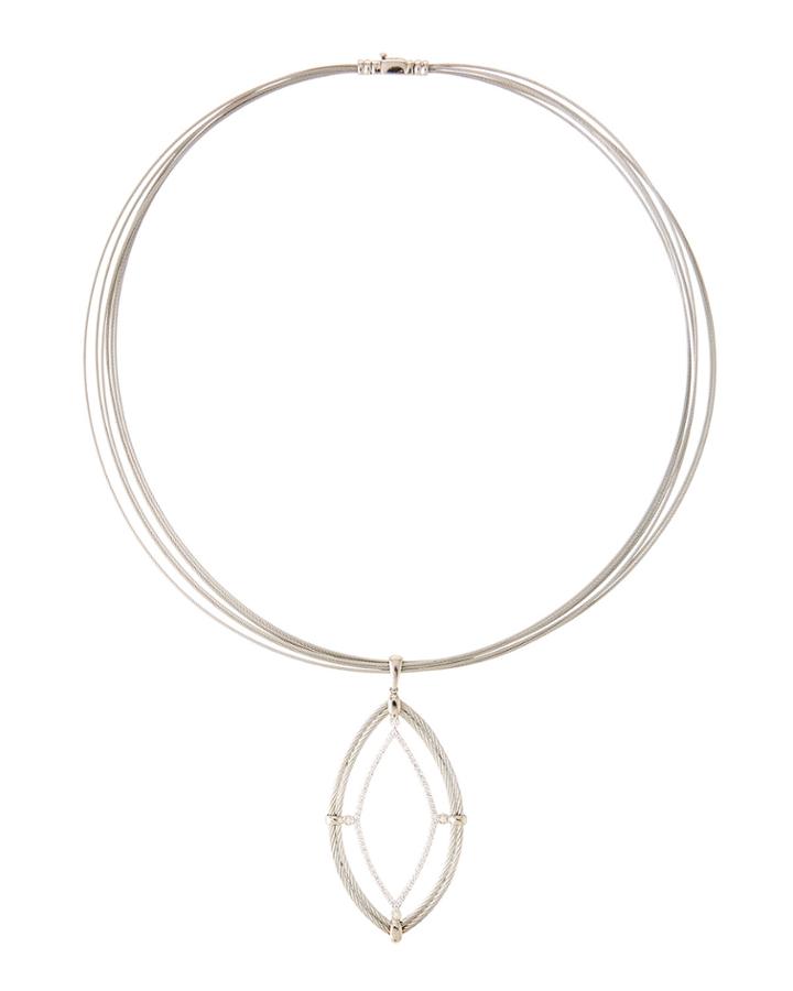 Classique Cable & Diamond Marquise Pendant Necklace
