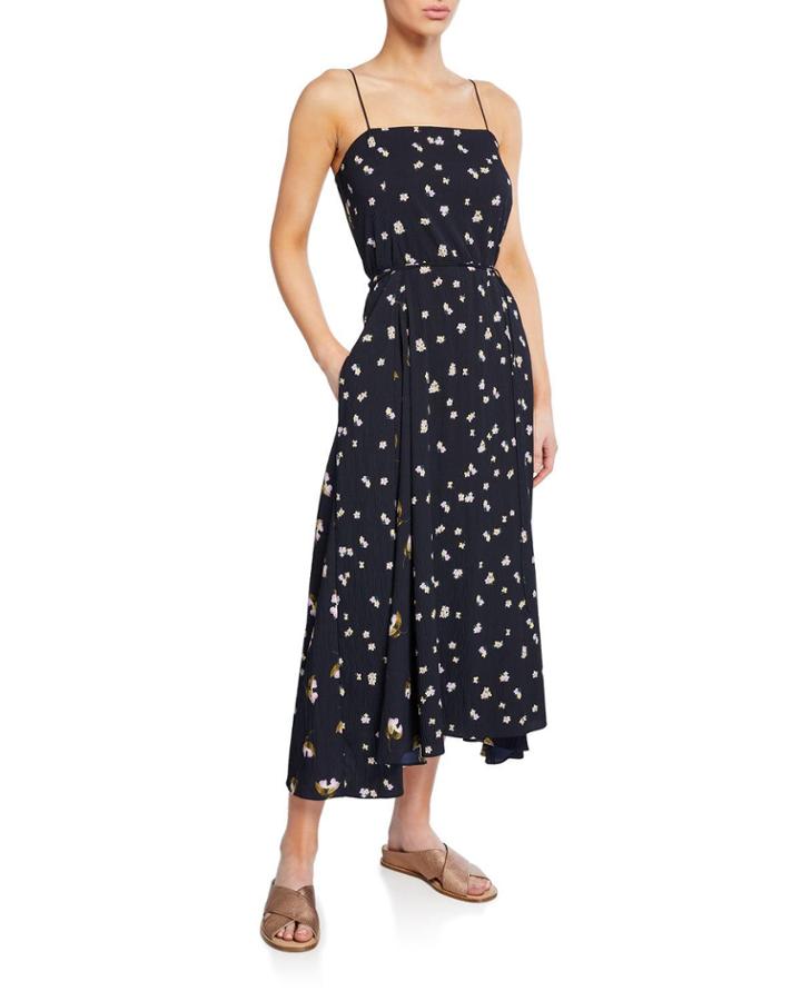 Mixed Ditzy Hibiscus Spaghetti-strap Dress