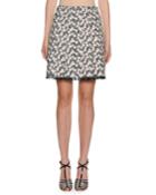 Daisy-embroidered Tweed A-line