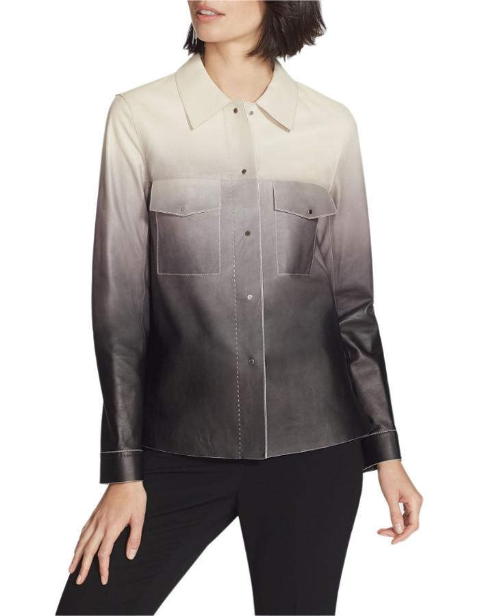 John Ombre Lambskin Leather Button-front Jacket