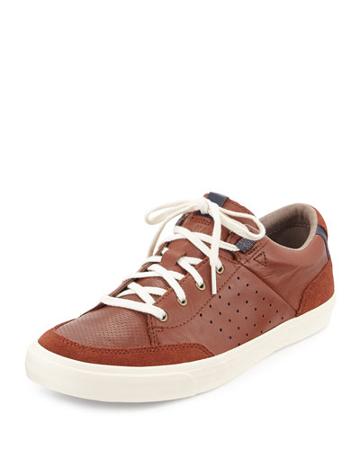 Mariner Perforated Leather Sneaker, Woodbury
