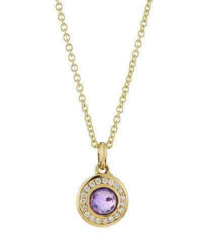 18k Lollipop Mini Dark Amethyst & Diamond Pendant Necklace