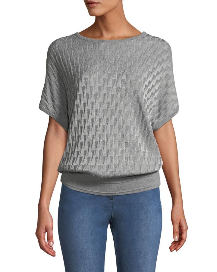 Micro-basket Knit Cocoon Pullover