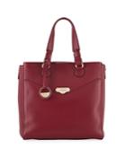 Pebbled Leather Tote Bag, Portwine
