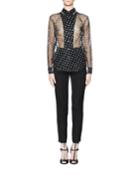 Tolka Embroidered Sheer Blouse, Black