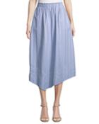 Striped Eyelet-embroidered Cotton A-line
