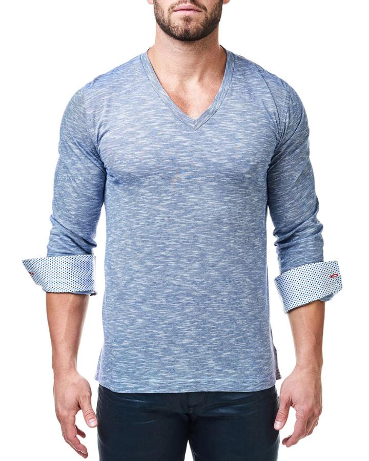 Men's V-neck Wavy Navy