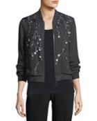 Brandy Embellished Silk Bomber Jacket