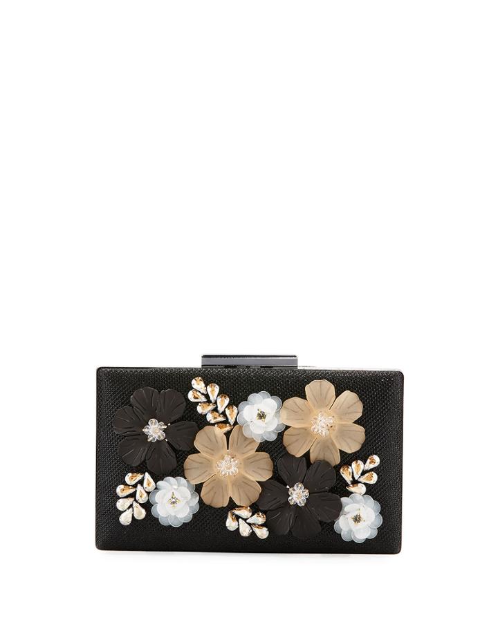 3-d Floral Evening Box Clutch Bag
