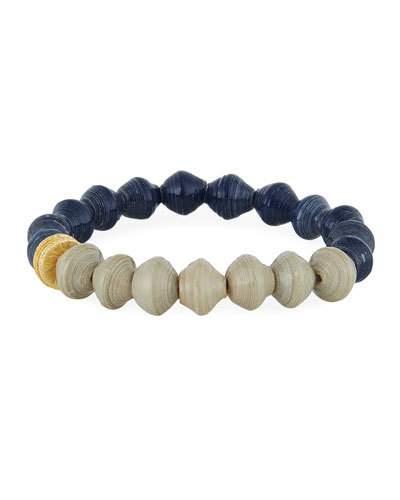 Cuba Paper Beaded Bracelet, Indigo
