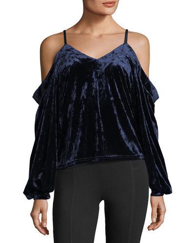 Cold-shoulder Crushed Velvet Blouse